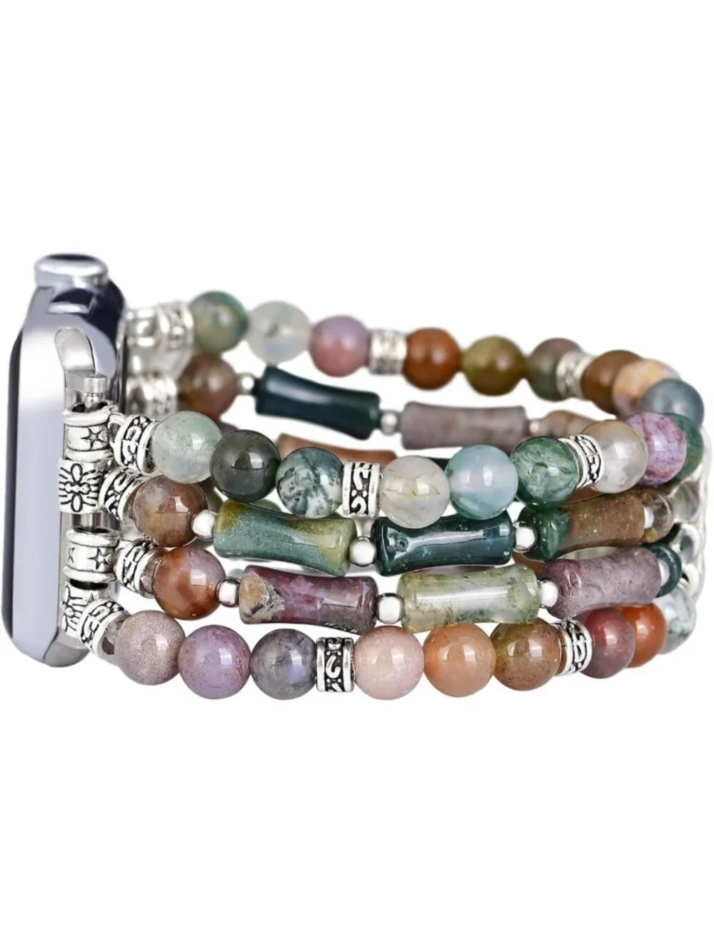 Boho Natural Stone Stretch Watch Band for Apple Watch - Handmade Jasper Design
